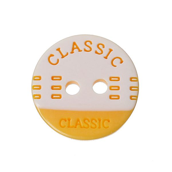 Sexy Sparkles 20 Pcs Resin Round Sewing Scrapbooking Buttons inch Classicinch  Printed 13mm (Yellow White)