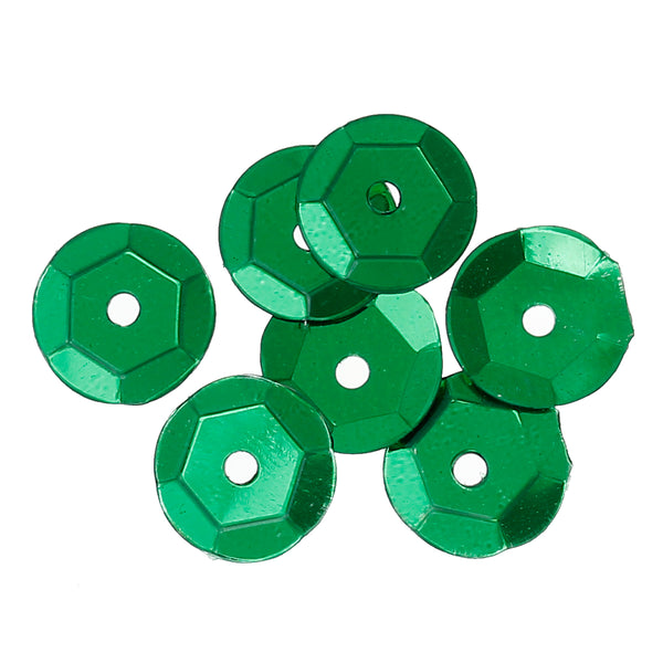 Sexy Sparkles 8mm Round Sequin Paillettes Sewing Embellishment Hexagon 5000pcs (Green)