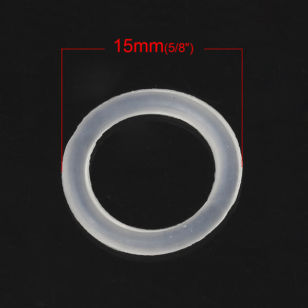 Sexy Sparkles 25 Pcs Silicone O Rings Connectors White 15mm