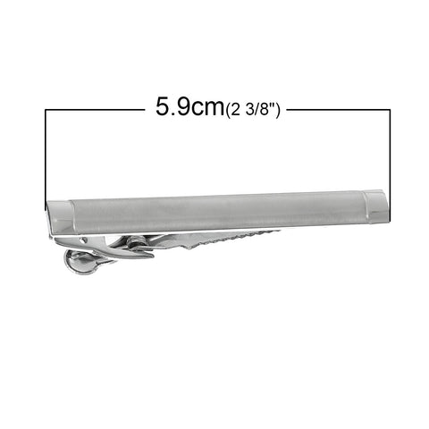 1 Pc Men Fashion Necktie Tie Bar Clasp Clip Silver Tone 50mm - Sexy Sparkles Fashion Jewelry - 2