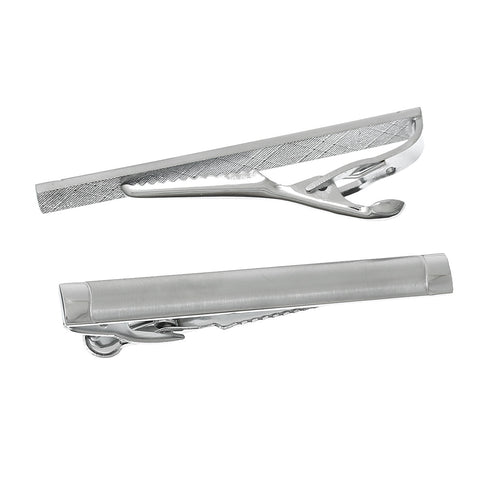 1 Pc Men Fashion Necktie Tie Bar Clasp Clip Silver Tone 50mm - Sexy Sparkles Fashion Jewelry - 3