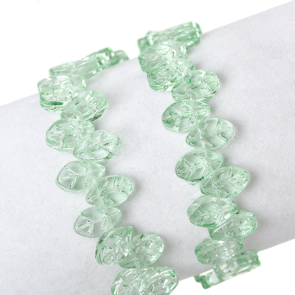 Sexy Sparkles 1 Strand Glass Loose Beds Leaf Shape 7mm,13inch  Long, Approx.60pcs/strand (Green)