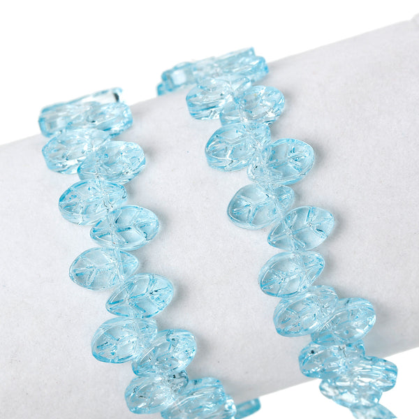 Sexy Sparkles 1 Strand Glass Loose Beds Leaf Shape 7mm,13inch  Long, Approx.60pcs/strand (Blue)