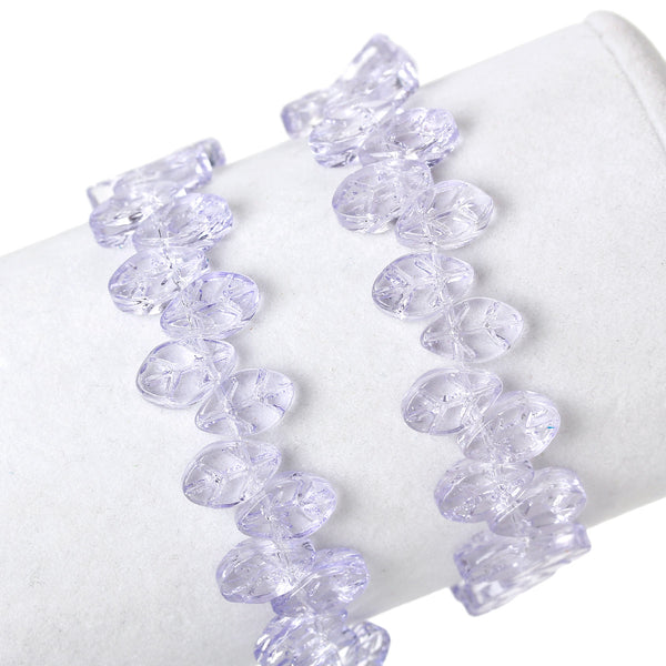 Sexy Sparkles 1 Strand Glass Loose Beds Leaf Shape 7mm,13inch  Long, Approx.60pcs/strand (Purple)