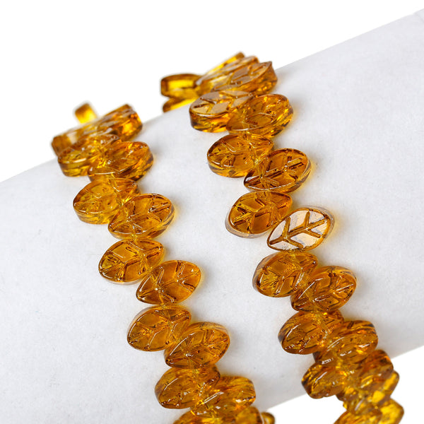 Sexy Sparkles 1 Strand Glass Loose Beds Leaf Shape 7mm,13inch  Long, Approx.60pcs/strand (Orange)