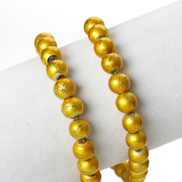 Sexy Sparkles 1 Strand Round Loose Glass Beads 8mm 81cm Long Approx. 104 Pcs (Yellow Mottled)