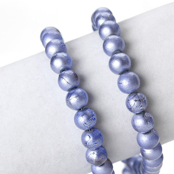 Sexy Sparkles 1 Strand Round Loose Glass Beads 8mm 81cm Long Approx. 104 Pcs (Purple)
