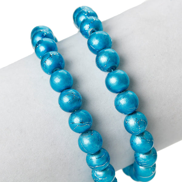 Sexy Sparkles 1 Strand Round Loose Glass Beads 8mm 81cm Long Approx. 104 Pcs (Blue)