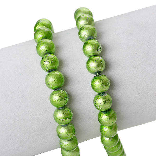 Sexy Sparkles 1 Strand Round Loose Glass Beads 8mm 81cm Long Approx. 104 Pcs (Green Mottled)
