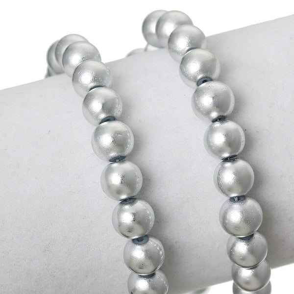 Sexy Sparkles 1 Strand Round Loose Glass Beads 8mm 81cm Long Approx. 104 Pcs (Silvery)