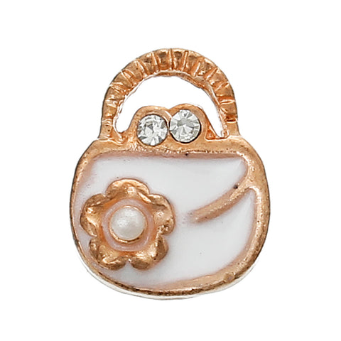 4 Pcs Enamel White Handbag Embellishment Findings with Clear Rhinestones Acry... - Sexy Sparkles Fashion Jewelry - 1