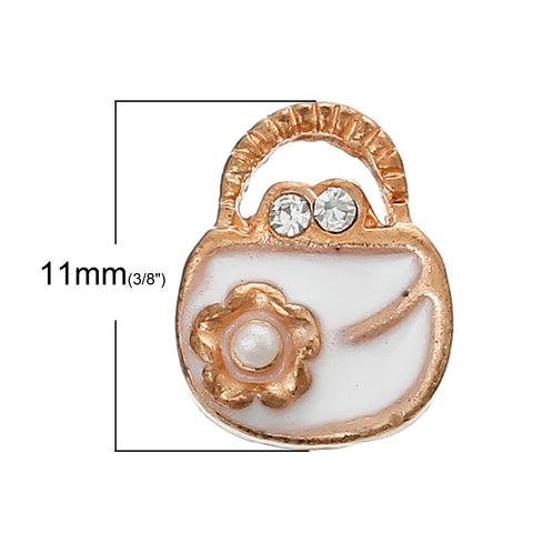 4 Pcs Enamel White Handbag Embellishment Findings with Clear Rhinestones Acry... - Sexy Sparkles Fashion Jewelry - 2