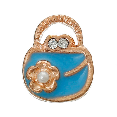4 Pcs Enamel Lightblue Handbag Embellishment Findings with Clear Rhinestones ... - Sexy Sparkles Fashion Jewelry - 1