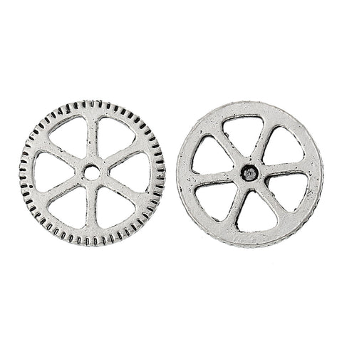 5 Pcs Embellishment Findings Cogwheel Gear Antique Silver Hollow 15mm - Sexy Sparkles Fashion Jewelry - 3