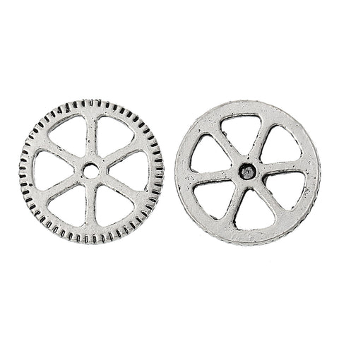 5 Pcs Embellishment Findings Cogwheel Gear Antique Silver Hollow 15mm - Sexy Sparkles Fashion Jewelry - 3