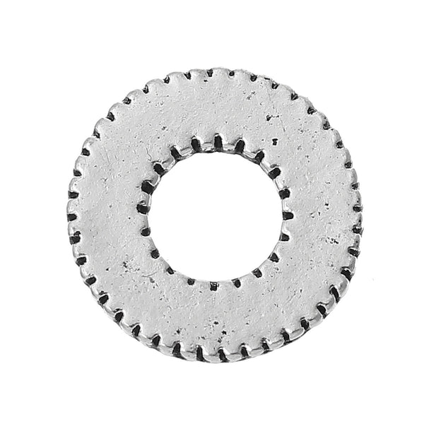 Sexy Sparkles 5 Pcs Embellishment Findings Round Gear Antique Silver 15mm