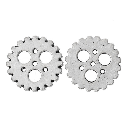 5 Pcs Embellishment Findings Helical Gear Antique Silver Hollow 15mm - Sexy Sparkles Fashion Jewelry - 3
