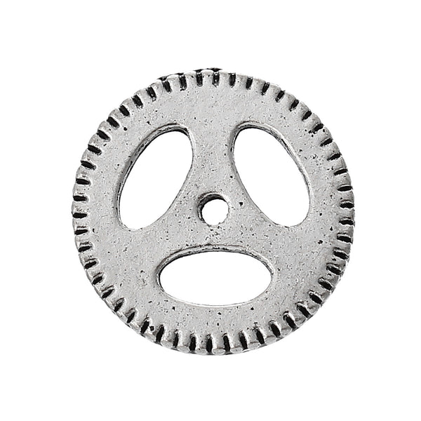 Sexy Sparkles 5 Pcs Embellishment Findings Spur Gear Antique Silver Hollow 15mm