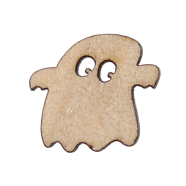 Sexy Sparkles 10 Pcs Ghost Wood Embellishment Findings Scrapbooking Natural Color 17mm