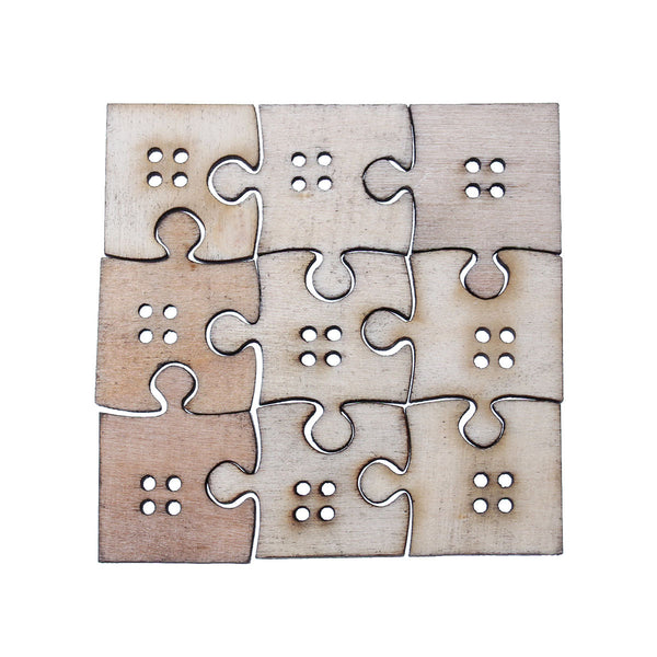 10 Pcs Puzzle Wood Scrapbooking Buttons Assorted Shapes Sizes 27mm-21mm - Sexy Sparkles Fashion Jewelry - 1