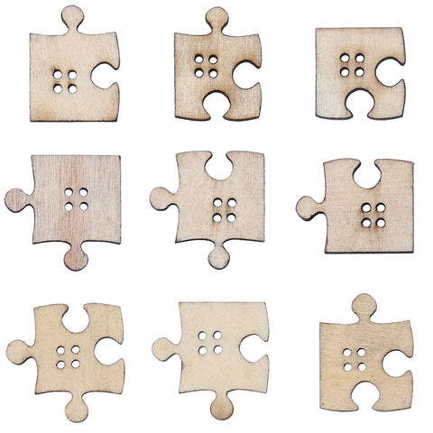 10 Pcs Puzzle Wood Scrapbooking Buttons Assorted Shapes Sizes 27mm-21mm - Sexy Sparkles Fashion Jewelry - 2