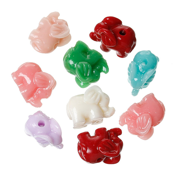 10 Pcs Elephant Synthetic Coral Spacer Beads Assorted Colors 15mm - Sexy Sparkles Fashion Jewelry - 1