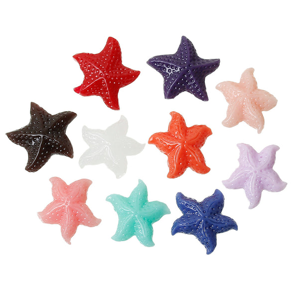 10 Pcs Starfish Synthetic Coral Spacer Beads Assorted Colors 16mm - Sexy Sparkles Fashion Jewelry - 1
