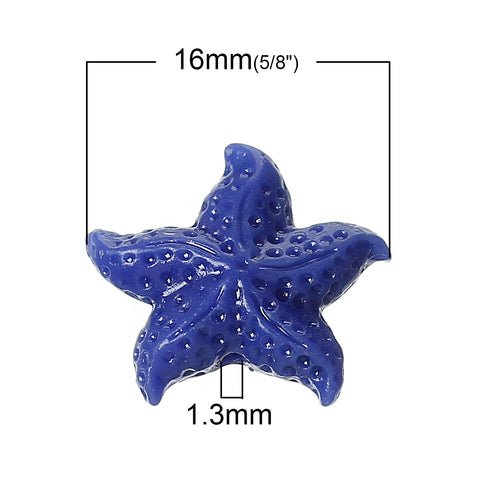 10 Pcs Starfish Synthetic Coral Spacer Beads Assorted Colors 16mm - Sexy Sparkles Fashion Jewelry - 2