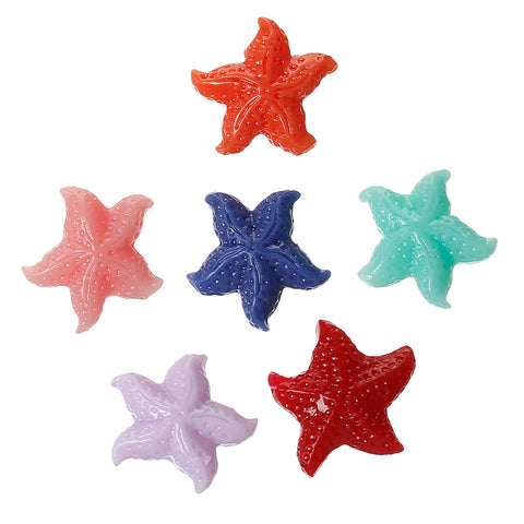 10 Pcs Starfish Synthetic Coral Spacer Beads Assorted Colors 16mm - Sexy Sparkles Fashion Jewelry - 3