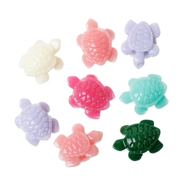 10 Pcs Turtle Synthetic Coral Spacer Beads Assorted Colors 15mm