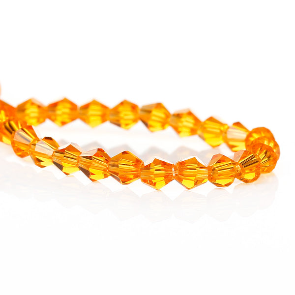 1 Strand Bicone Crystal Glass Loose Beads Faceted Orange Yellow 4mm Approx. 1... - Sexy Sparkles Fashion Jewelry - 1