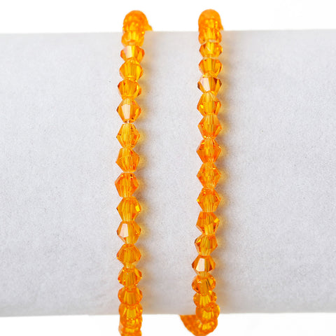 1 Strand Bicone Crystal Glass Loose Beads Faceted Orange Yellow 4mm Approx. 1... - Sexy Sparkles Fashion Jewelry - 2