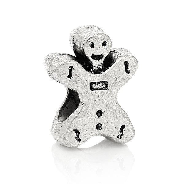 Gingerbread Man Christmas European Charm Spacer Bead for Snake Chain Charm Bracelets