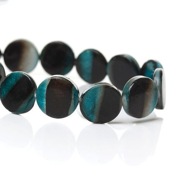 1 Strand Round Shell Loose Beads Black Green 13mm(4/8") Approx. 34pcs - Sexy Sparkles Fashion Jewelry - 1