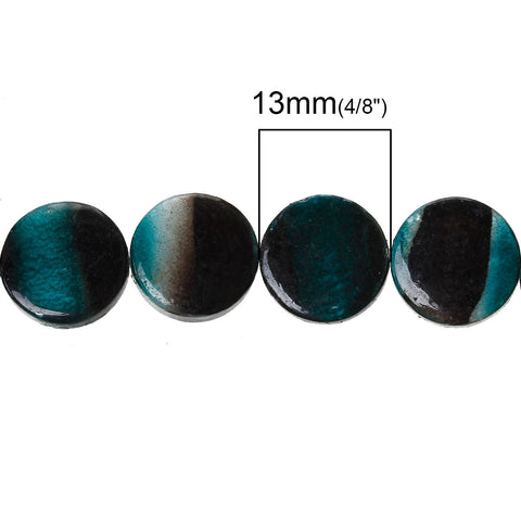 1 Strand Round Shell Loose Beads Black Green 13mm(4/8") Approx. 34pcs - Sexy Sparkles Fashion Jewelry - 2