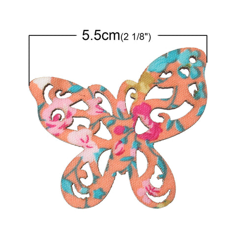 5 Pcs Butterfly Wood Charm Pendants Assorted Colors 50mm(2") - Sexy Sparkles Fashion Jewelry - 2