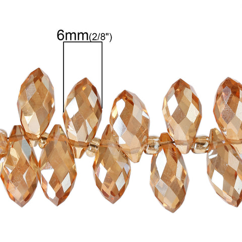 1 Strand Teardrop Glass Loose Beads Faceted Smoked Yellow 12mm Approx. 149pcs - Sexy Sparkles Fashion Jewelry - 2