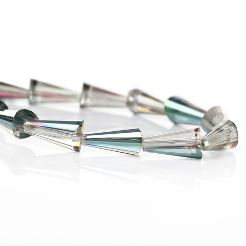 1 Strand Cone Glass Loose Beads Faceted White Cyan AB Color 15mm Approx. 49pcs - Sexy Sparkles Fashion Jewelry - 3