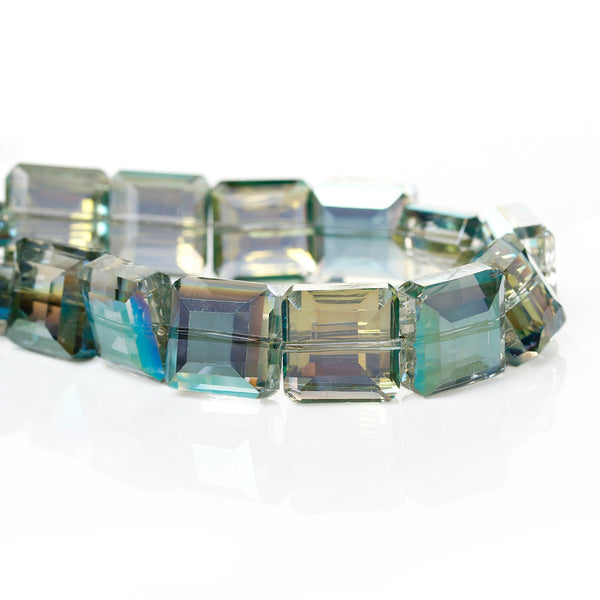 1 Strand Square Glass Loose Beads Faceted Cyan AB Color 13mm Approx. 40pcs - Sexy Sparkles Fashion Jewelry - 1