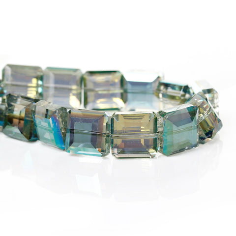 1 Strand Square Glass Loose Beads Faceted Cyan AB Color 13mm Approx. 40pcs - Sexy Sparkles Fashion Jewelry - 1