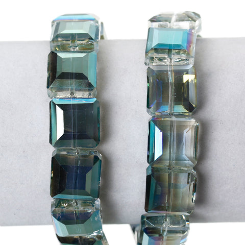 1 Strand Square Glass Loose Beads Faceted Cyan AB Color 13mm Approx. 40pcs - Sexy Sparkles Fashion Jewelry - 3