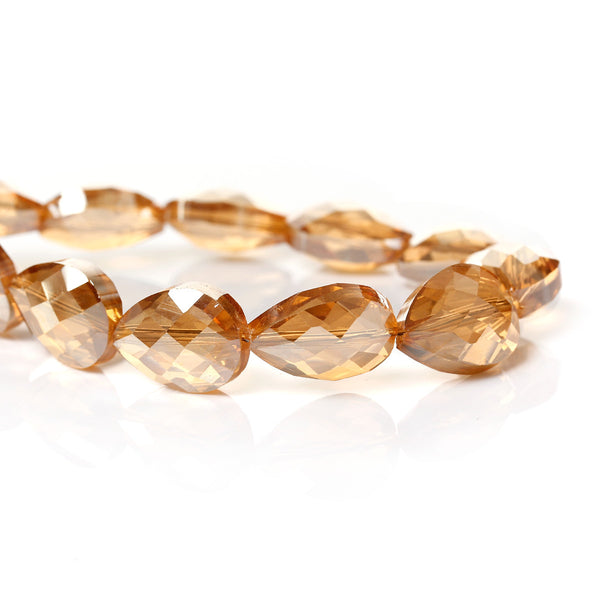 1 Strand Teardrop Glass Loose Beads Faceted Smoke Yellow 18mm Approx. 30pcs - Sexy Sparkles Fashion Jewelry - 1