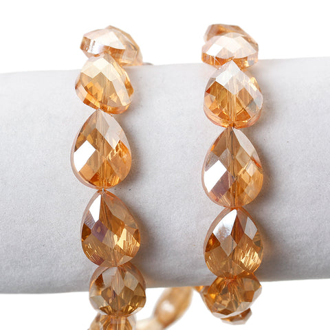 1 Strand Teardrop Glass Loose Beads Faceted Smoke Yellow 18mm Approx. 30pcs - Sexy Sparkles Fashion Jewelry - 3
