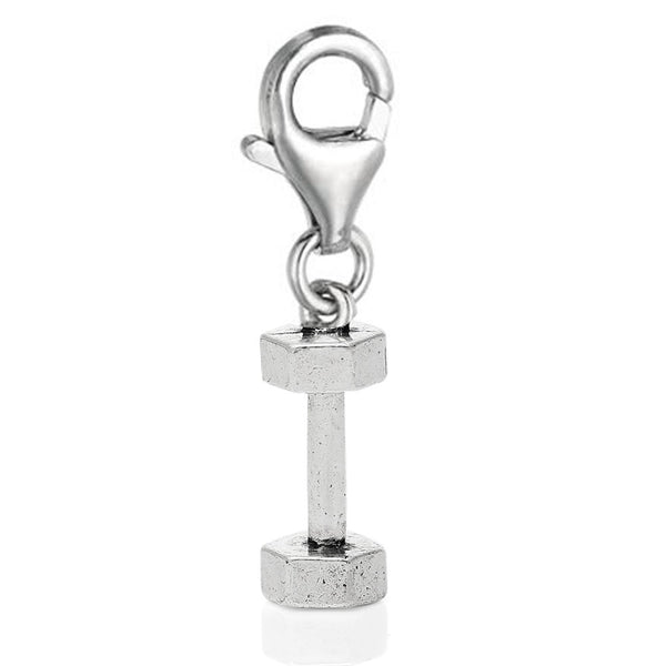 "Barbell" Clip On For Bracelet Charm Pendant for European Charm Jewelry w/ Lobster Clasp - Sexy Sparkles Fashion Jewelry