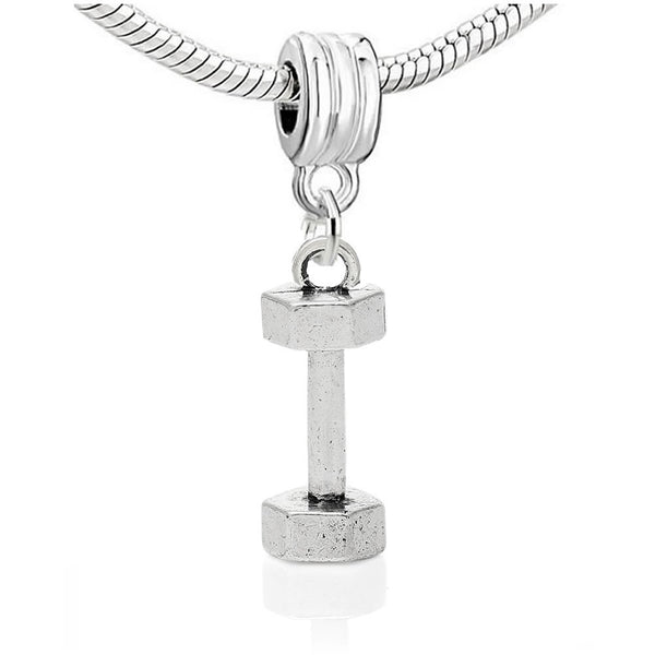 "Barbell" Weight Lifting Fitness Sports European Charm for Charm Bracelets - Sexy Sparkles Fashion Jewelry