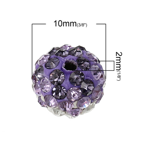 5 Pcs Multicolor Polymer Clay Ball Beads Pave w/ Rhinestones 10mm - Sexy Sparkles Fashion Jewelry - 2