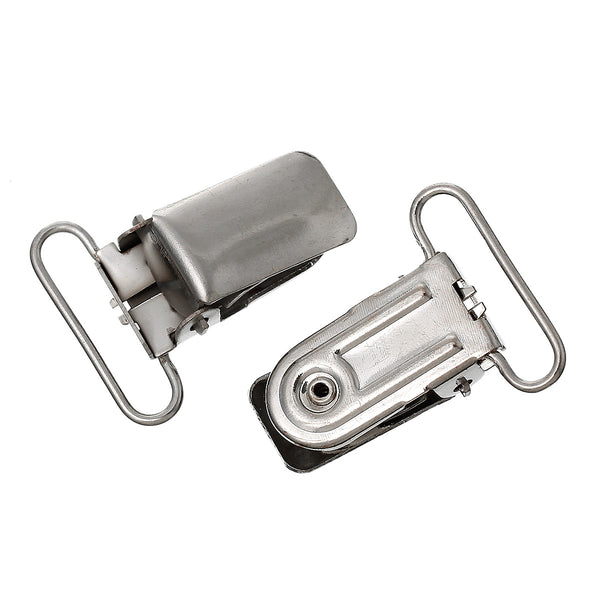 2 Pcs Rectangle Metal Baby Pacifier Clip Suspender Silver Tone 35mm X 28mm - Sexy Sparkles Fashion Jewelry - 1