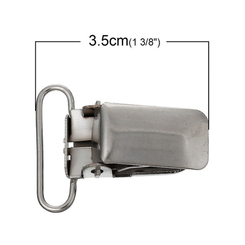 2 Pcs Rectangle Metal Baby Pacifier Clip Suspender Silver Tone 35mm X 28mm - Sexy Sparkles Fashion Jewelry - 2