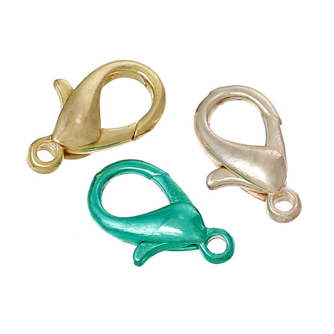 10 Pcs Lobster Clasp Findings with Loop Assorted Colors 15mm - Sexy Sparkles Fashion Jewelry - 2
