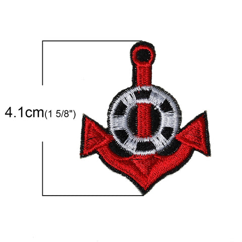 10 Pcs Anchor & Lifebuoy Embroidered Cloth Iron on Patches Appliques 4.1cm - Sexy Sparkles Fashion Jewelry - 2
